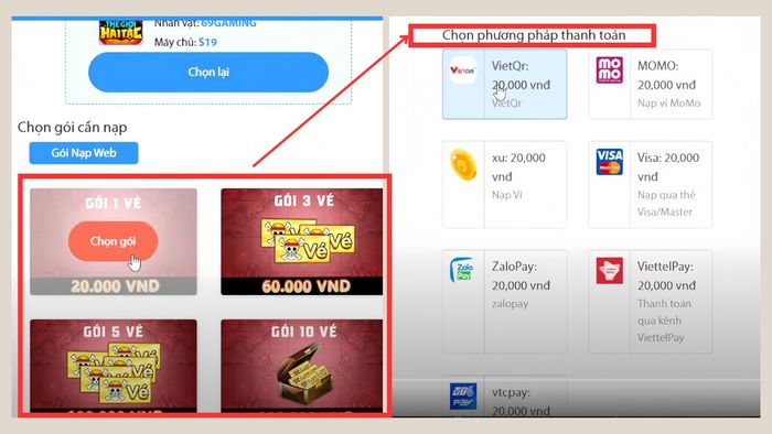 Hướng dẫn chi tiết cách nạp Thế Giới Hải Tặc qua website - bước 4