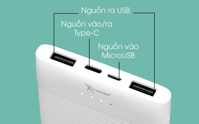 Có 3 cổng sạc - Pin sạc dự phòng Polymer 10000mAh Type C Xmobile PW37Y5B Trắng