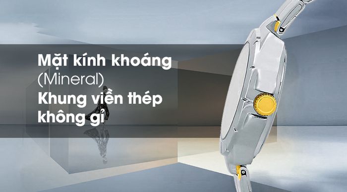 Đồng hồ nữ Casio LTP-1242SG-1CDF có mặt kính cứng cáp, khung viền chống oxi hóa