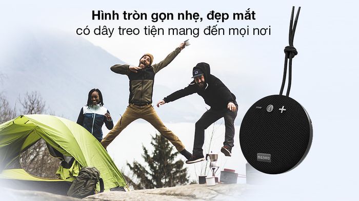 Loa Bluetooth Mozard X21 - Thiết kế gọn đẹp, bề mặt phủ sắc đen thời thượng, đính kèm dây treo tiện di chuyển