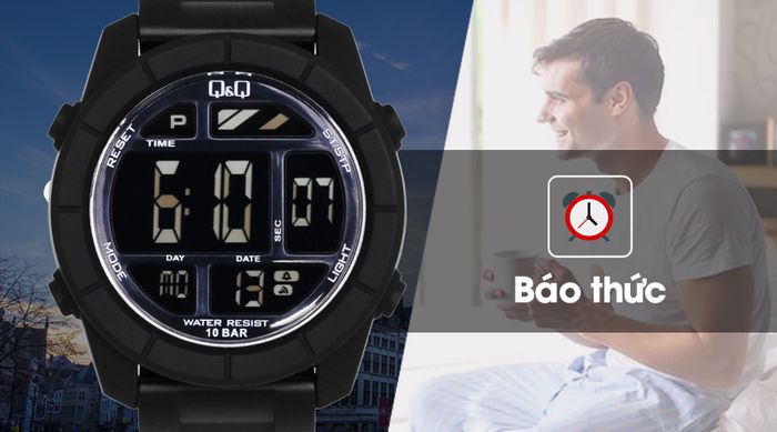 Đồng hồ nam Q&Q M123J001Y có báo thức hàng ngày