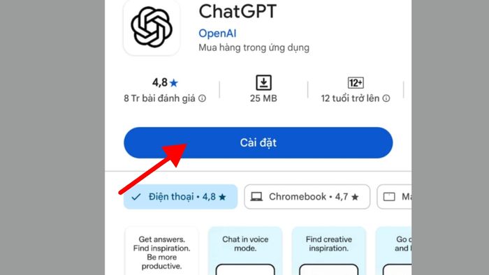 Hướng dẫn tải trên điện thoại - Bước 1