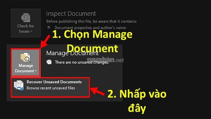 Bước 3: Chọn Manage Document