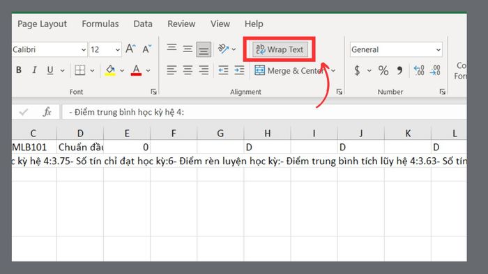 Hiệu quả của tính năng Wrap Text
