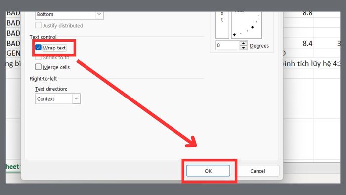 Sử dụng tính năng Format Cells