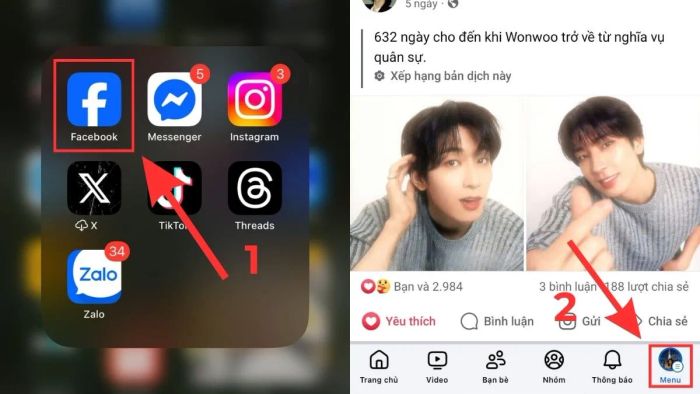 Hướng dẫn thoát Facebook trên điện thoại iPhone - bước 1