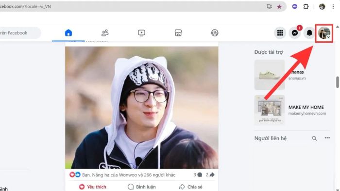 Hướng dẫn thoát Facebook trên máy tính - bước 1