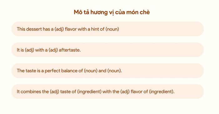Mô tả vị của món chè bằng tiếng Anh