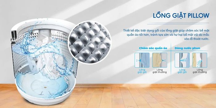 Máy giặt Aqua Inverter 9 Kg AWM9-B316K(B) có lồng giặt Pillow
