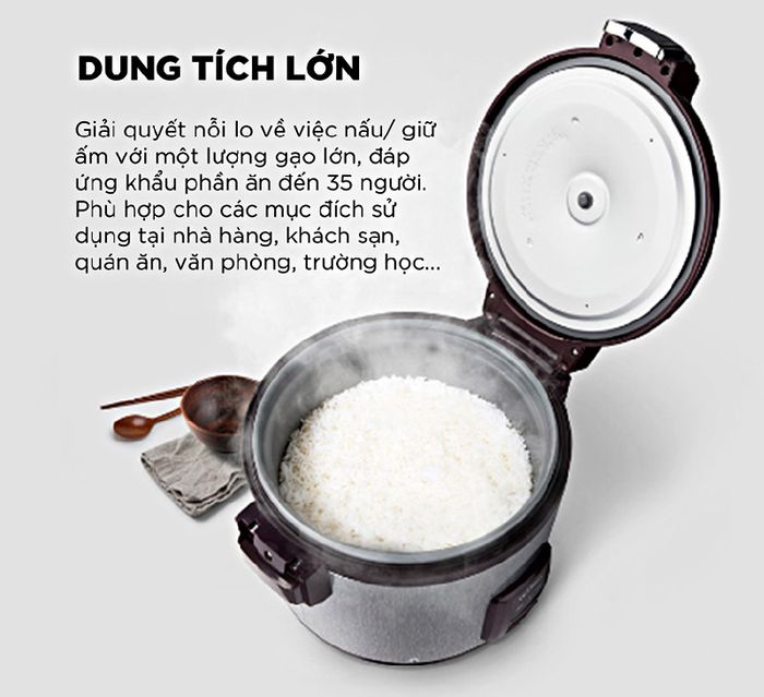 Dung tích lớn đáp ứng khẩu phần 35 người ăn