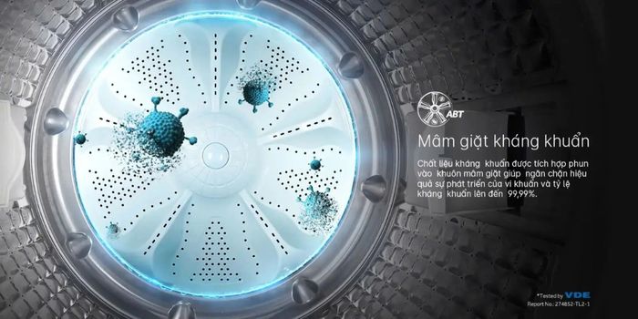 Máy giặt Aqua AWM9-B316K(B) có Mâm giặt ABT kháng khuẩn