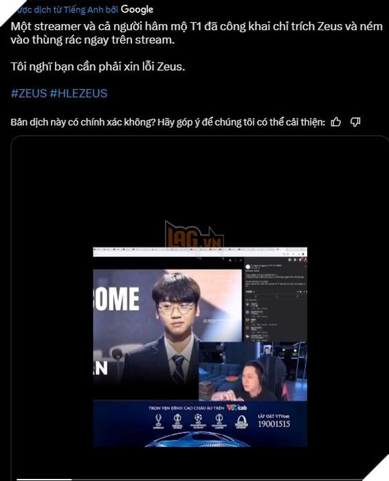 Một số KOLs và streamer nổi bật trong cộng đồng LMHT Việt Nam gần đây bị chỉ trích gay gắt và yêu cầu phải có lời xin lỗi gửi đến Zeus.