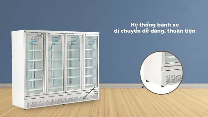 Tủ được trang bị hệ thống bánh xe di chuyển chắc chắn, mượt mà