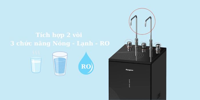 Kangaroo KG10A14 trang bị 2 vòi riêng biệt với 3 chức năng tiện lợi