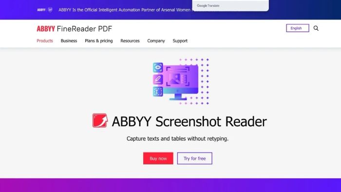 Bước 1: Sử dụng ABBYY Screenshot Reader để dịch trực tiếp từ màn hình, bắt đầu bằng việc chọn “Capture Text”.