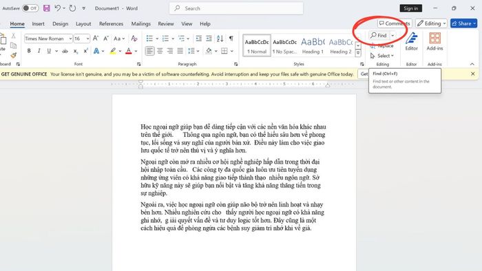 Cách sửa lỗi Word bị nhảy khoảng trắng – Bước 1
