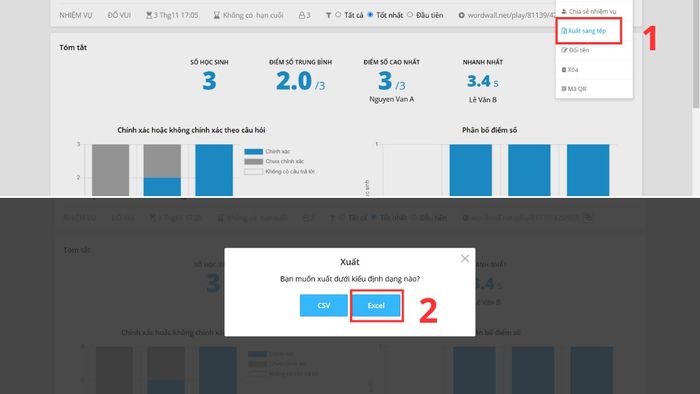 Hướng dẫn xem kết quả trên Wordwall bước 3