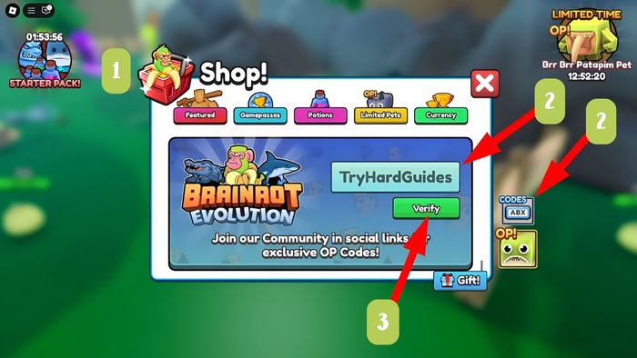 Hướng dẫn nhập mã code Brainrot Evolution đơn giản