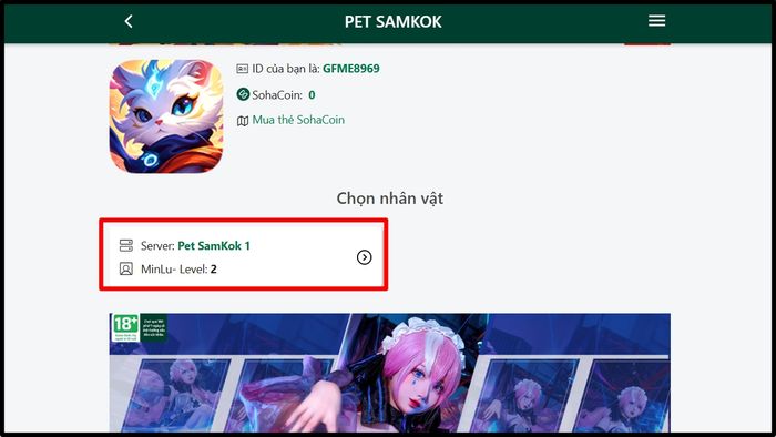 Hướng dẫn nhập mã code Pet Samkok Báo Thủ 3Q – Bước 3