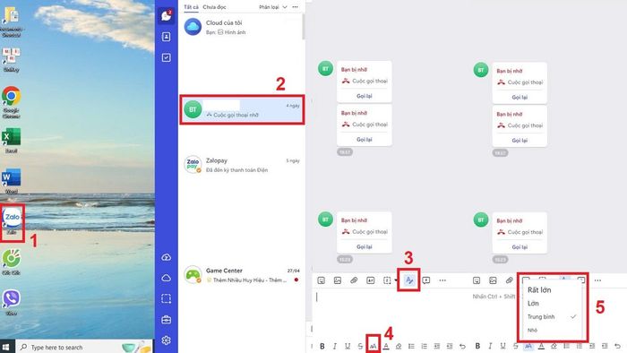 Hướng dẫn chi tiết cách thay đổi cỡ chữ trên Zalo khi sử dụng máy tính
