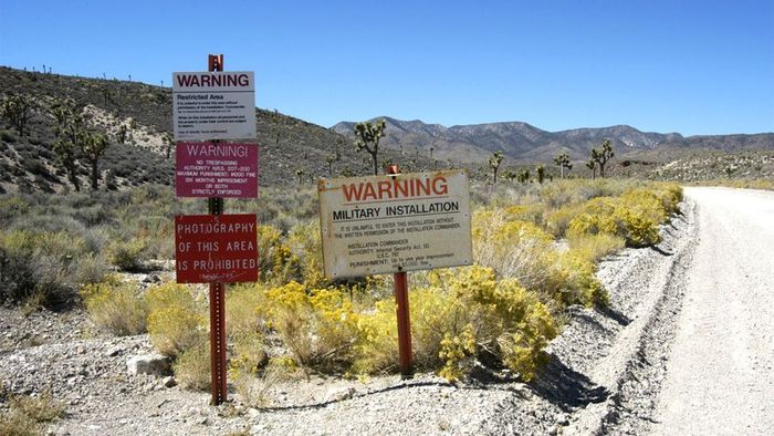 Cautionary signs posted around the perimeter of Area 51.