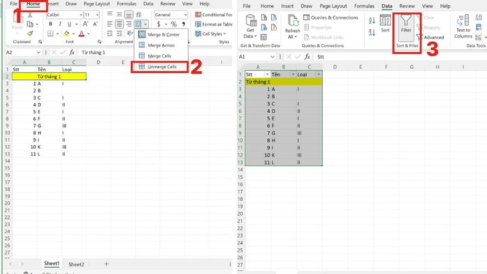 Cách khắc phục lỗi không lọc được trong Excel đơn giản 9