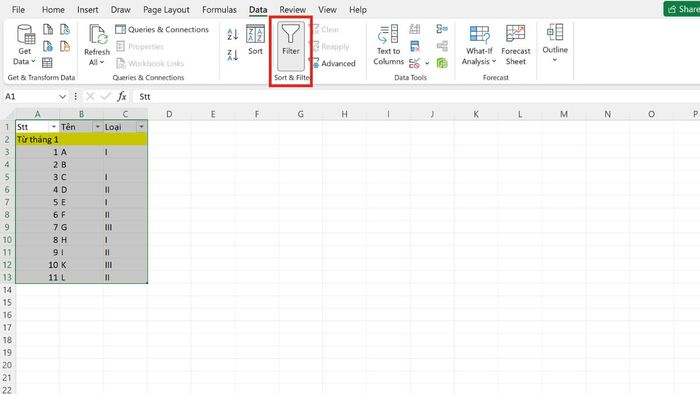 Cách khắc phục lỗi không filter được trong Excel đơn giản 10