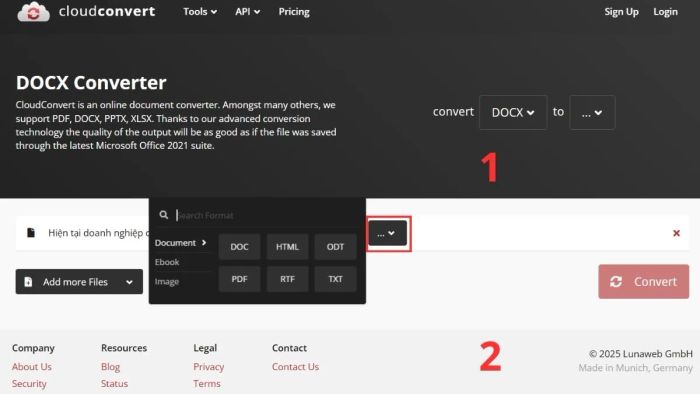Hướng dẫn cách sử dụng CloudConvert chi tiết - bước 2