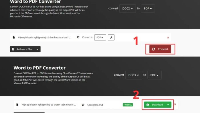 Hướng dẫn cách sử dụng CloudConvert chi tiết - bước 3,4