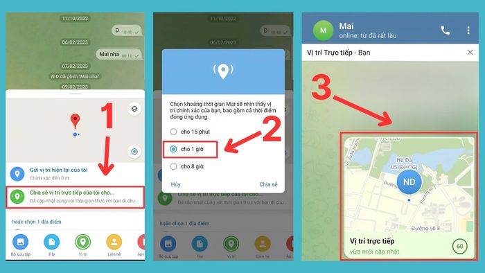 Hướng dẫn chia sẻ vị trí trên Telegram - bước 3