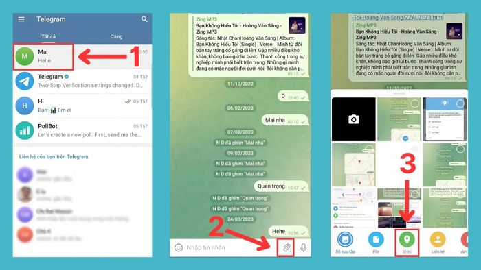 Hướng dẫn chia sẻ vị trí trên Telegram - bước 1