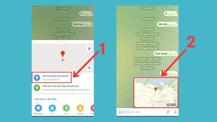 Hướng dẫn chia sẻ vị trí trên Telegram - bước 2