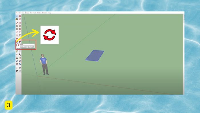 Hướng dẫn cách xoay đối tượng trong Sketchup bước 3 (Hình minh họa)