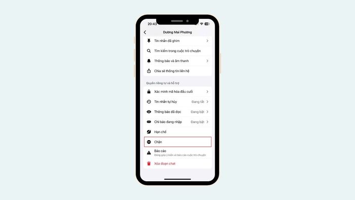 Hướng dẫn cách chặn người khác trên Messenger - bước 2