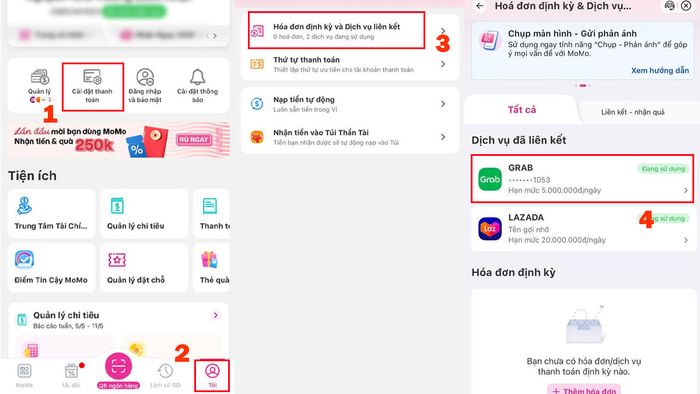 Hướng dẫn hủy thanh toán tự động trên MoMo - các bước 1, 2, 3
