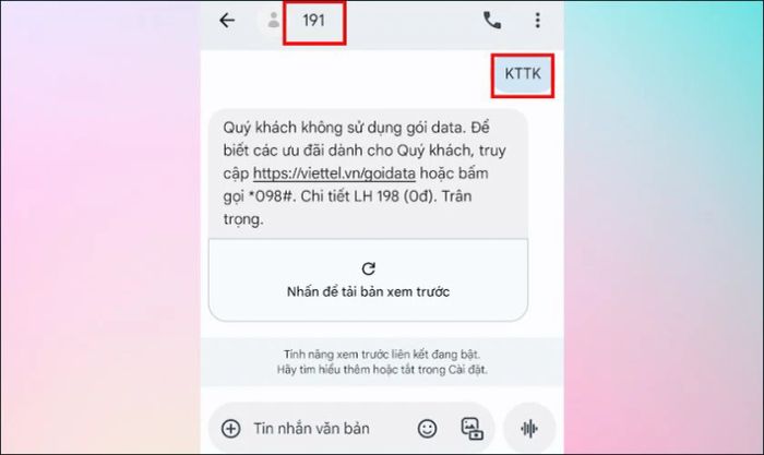 Kiểm tra gói cước Viettel qua tin nhắn SMS