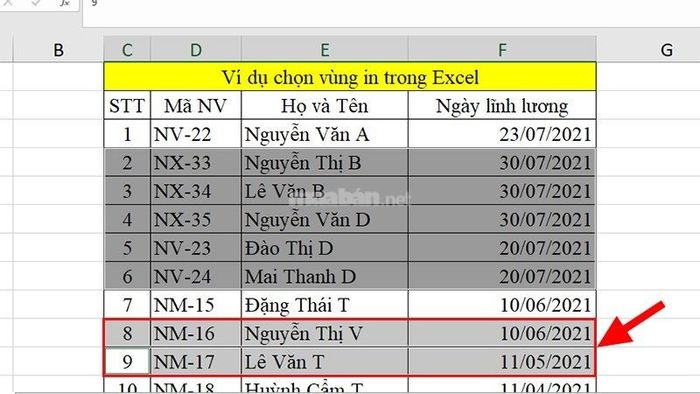 Cách thiết lập vùng in đã chọn trong Excel
