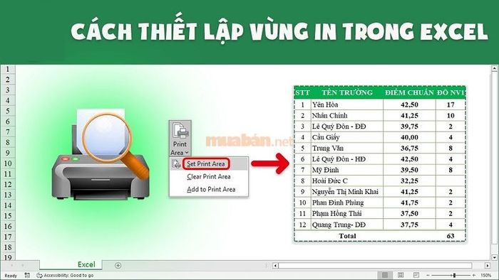 Hướng dẫn chi tiết chọn vùng in trong Excel