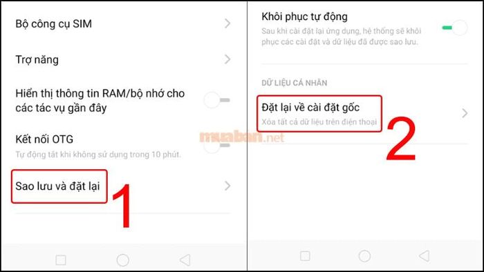 Khôi phục lại cài đặt gốc của điện thoại