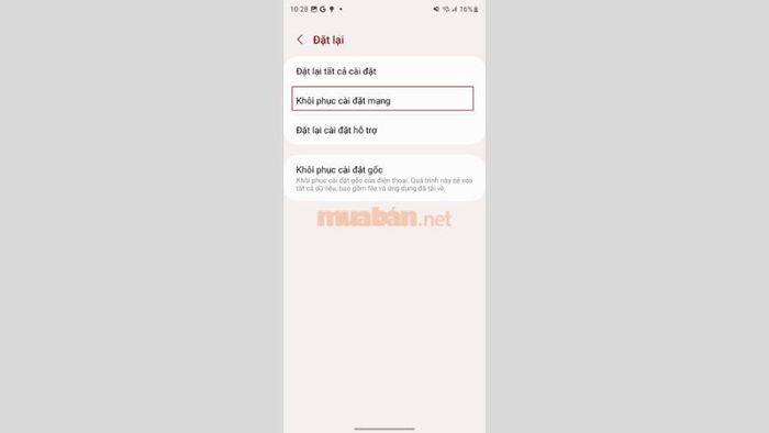 Khôi phục cài đặt mạng về trạng thái ban đầu