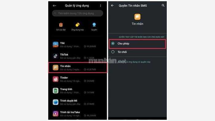 Kích hoạt tính năng nhận tin nhắn