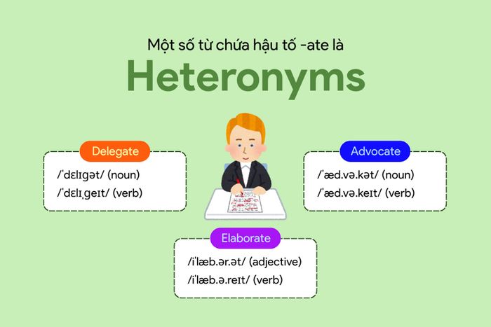Một số từ có hậu tố -ate là heteronyms