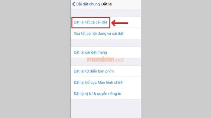 Khôi phục lại cài đặt gốc cho thiết bị