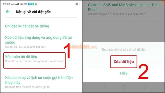 Khôi phục lại cài đặt gốc của điện thoại