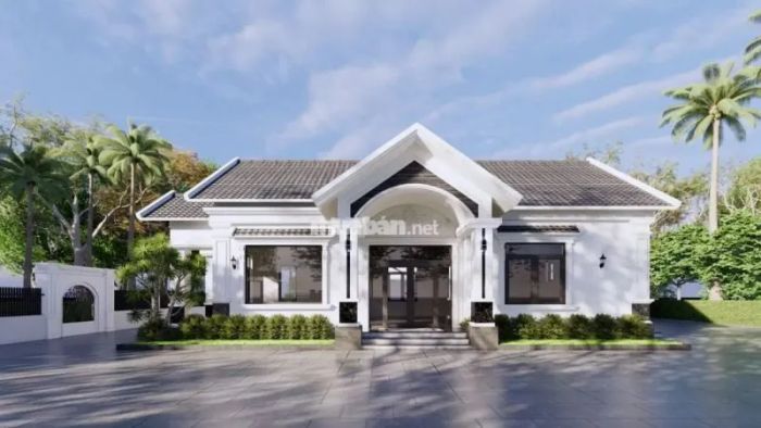 Mẫu nhà Tân Cổ Điển mái Thái 1 tầng 80m² mang đến sự pha trộn hài hòa giữa nét cổ điển và hiện đại. Với các chi tiết tinh tế và mái Thái thanh thoát, ngôi nhà toát lên vẻ đẹp sang trọng và tinh tế.