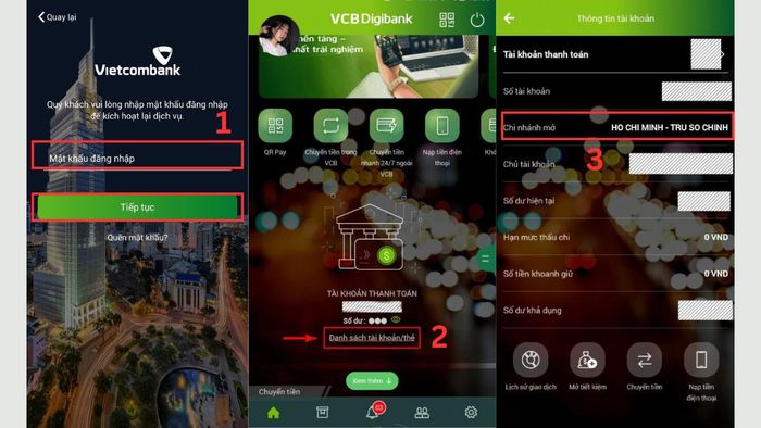 Kiểm tra chi nhánh Vietcombank qua Internet Banking 1