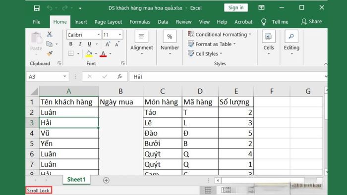 Cách khắc phục khi phím lên xuống không hoạt động trong Excel 11