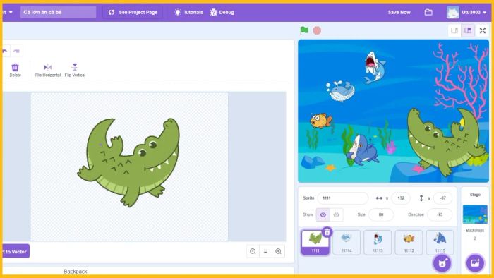 Cách làm game Scratch Cá lớn ăn cá bé rất dễ dàng
