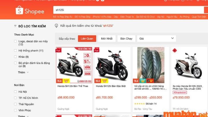 Mua xe SH 125i 2021 trên các sàn thương mại điện tử