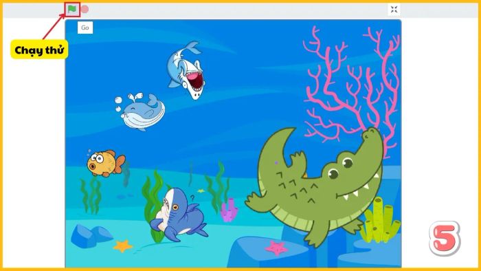 Chạy thử game Scratch Cá lớn ăn cá bé